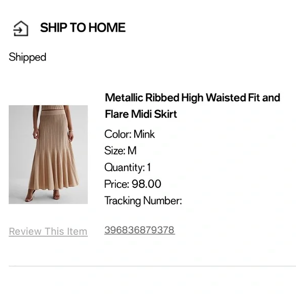 Metallic Ribbed High Waisted Fit and Flare Midi Skirt - Picture 2 of 8